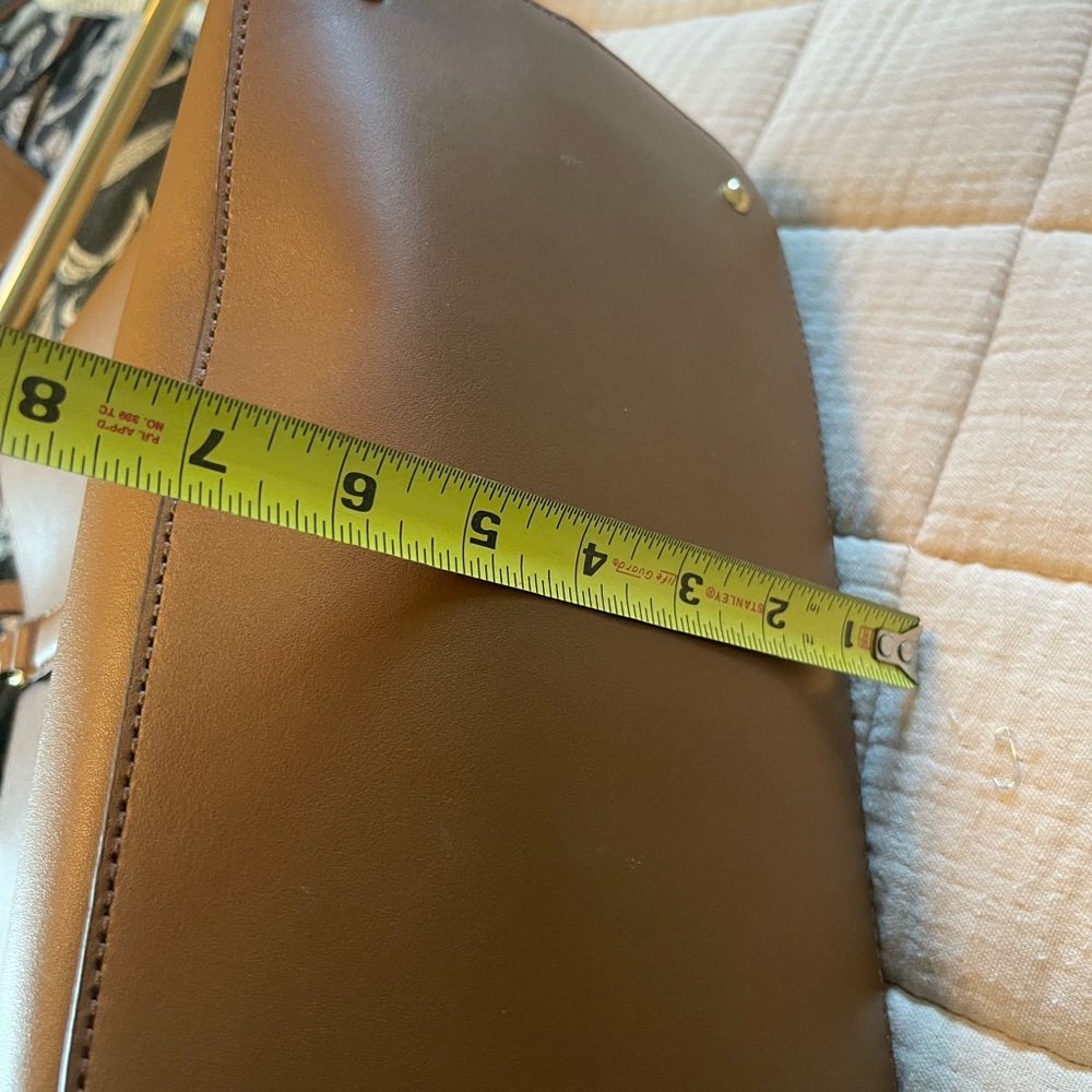 Lauren Ralph Lauren Brown Leather Satchel with orange Interior - Picture 8 of 10